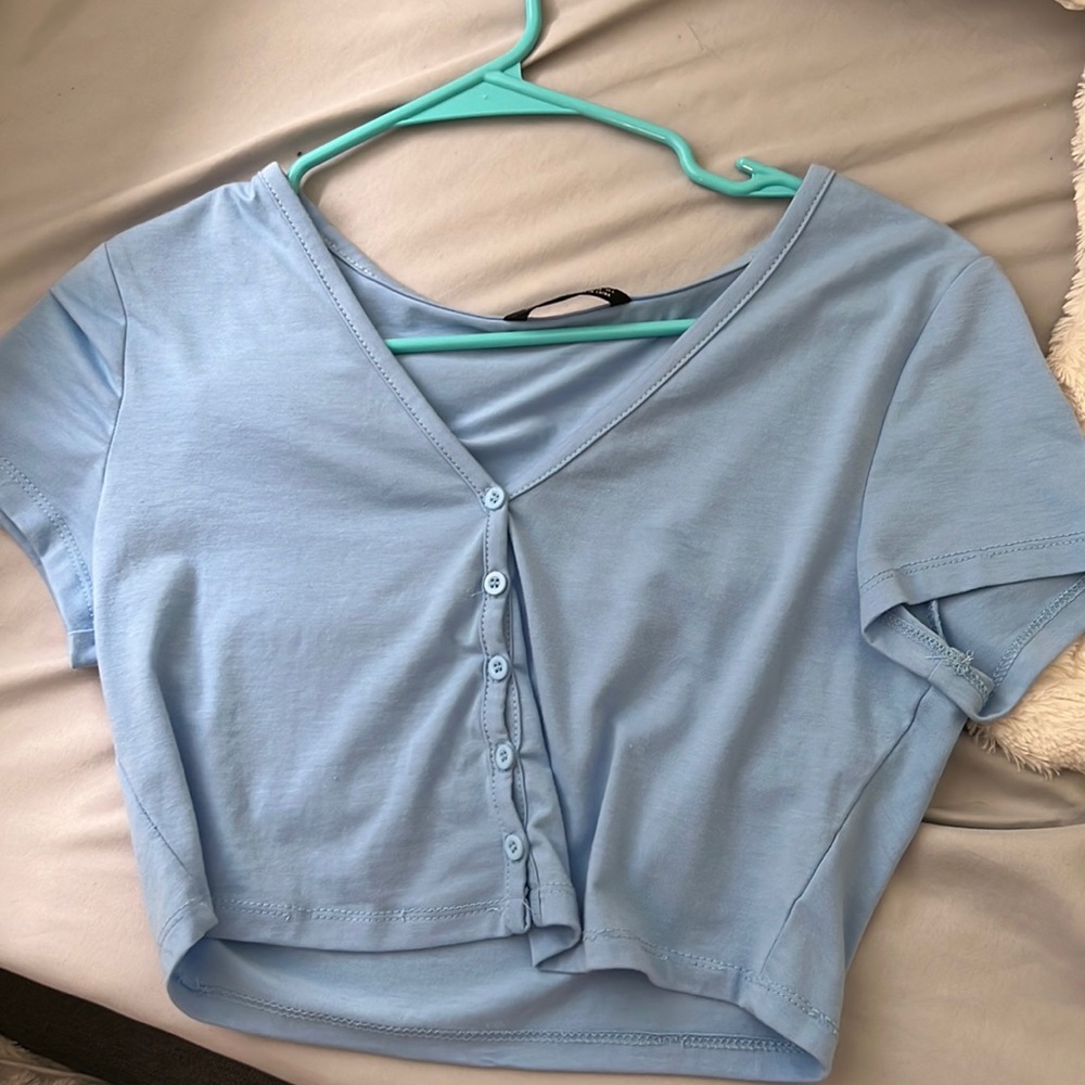 Shein button down crop top